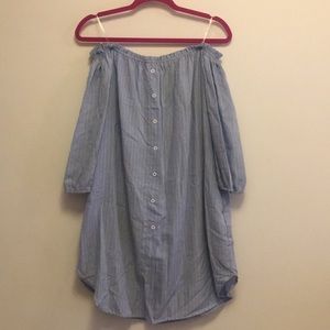 Oxford Style Off The Shoulder Dress